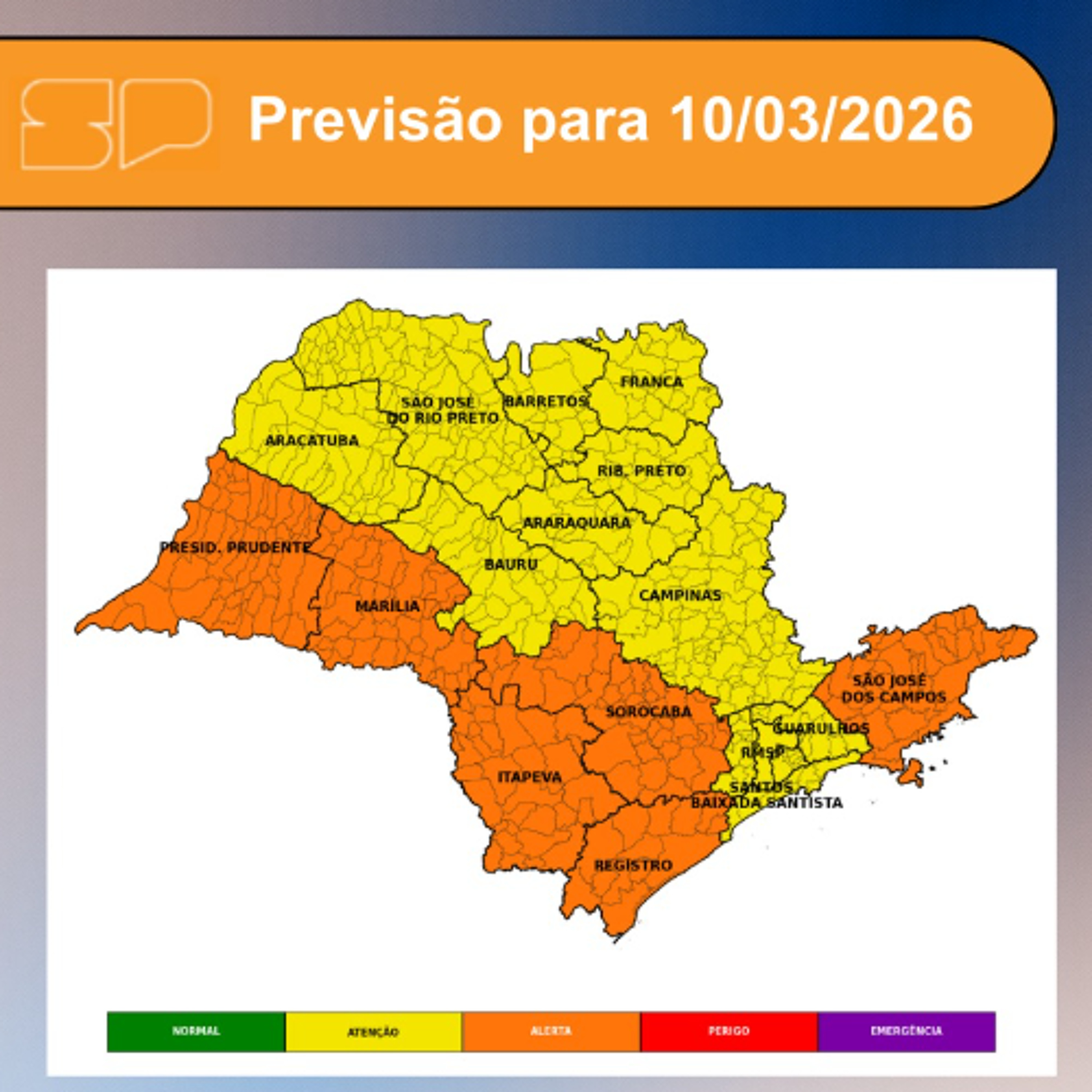 Defesa Civil - Terça-Feira, dia 10/03/2026, o dia começa com temperaturas amenas e muitas nuvens em todo o Estado de São Paulo episode artwork