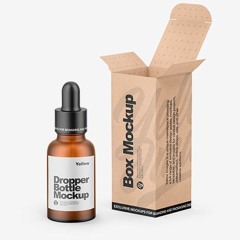 20+ Download Free Kraft Box W/ Amber Dropper Bottle Mockup Mockups PSD Templates