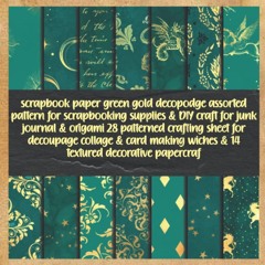 ✔Audiobook⚡️ scrapbook paper green gold decopodge assorted pattern for scrapbooking