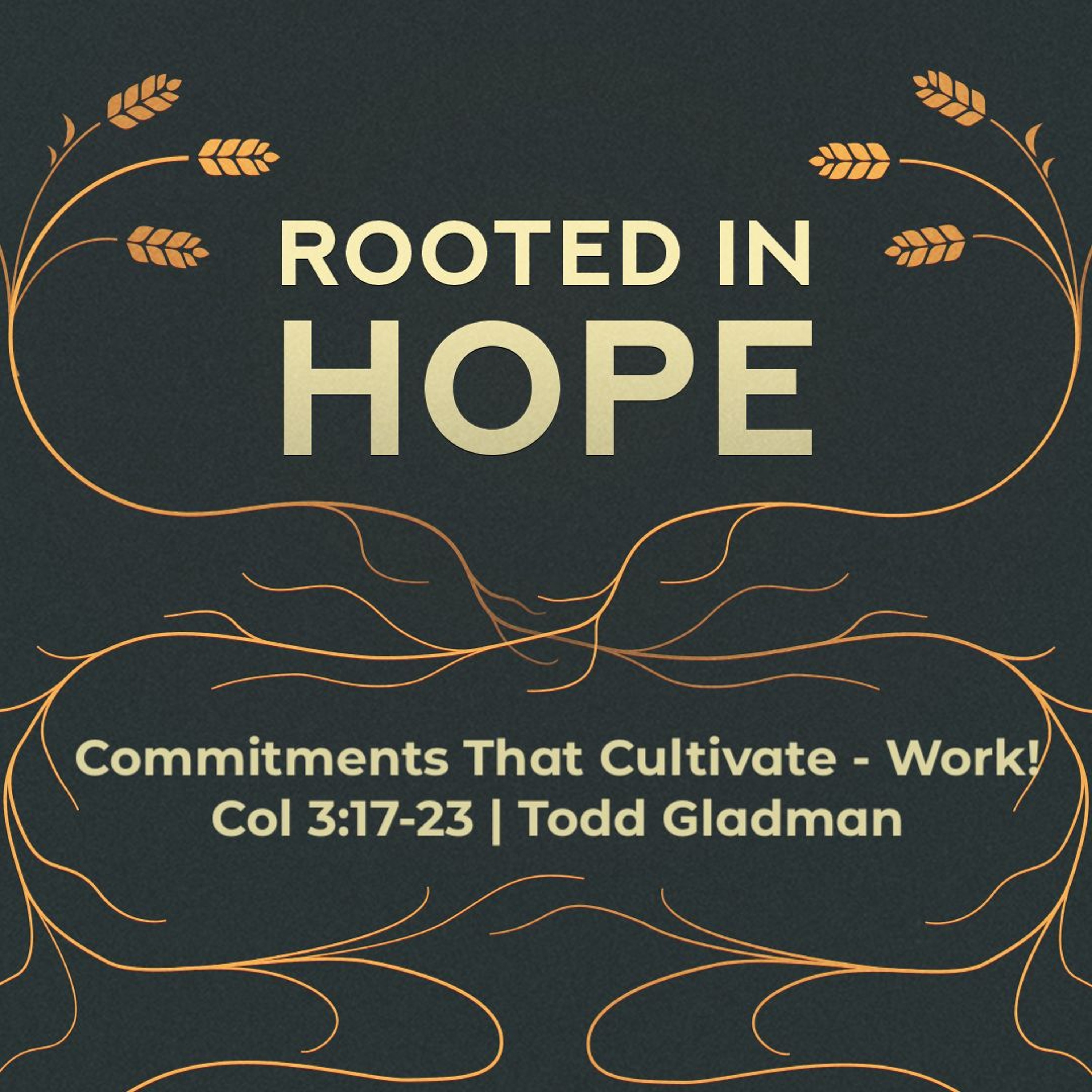 Nov 24/24 | Rooted in Hope | Commitments That Cultivate - Work! | Col 3 :17-23 | Todd Gladman | episode artwork