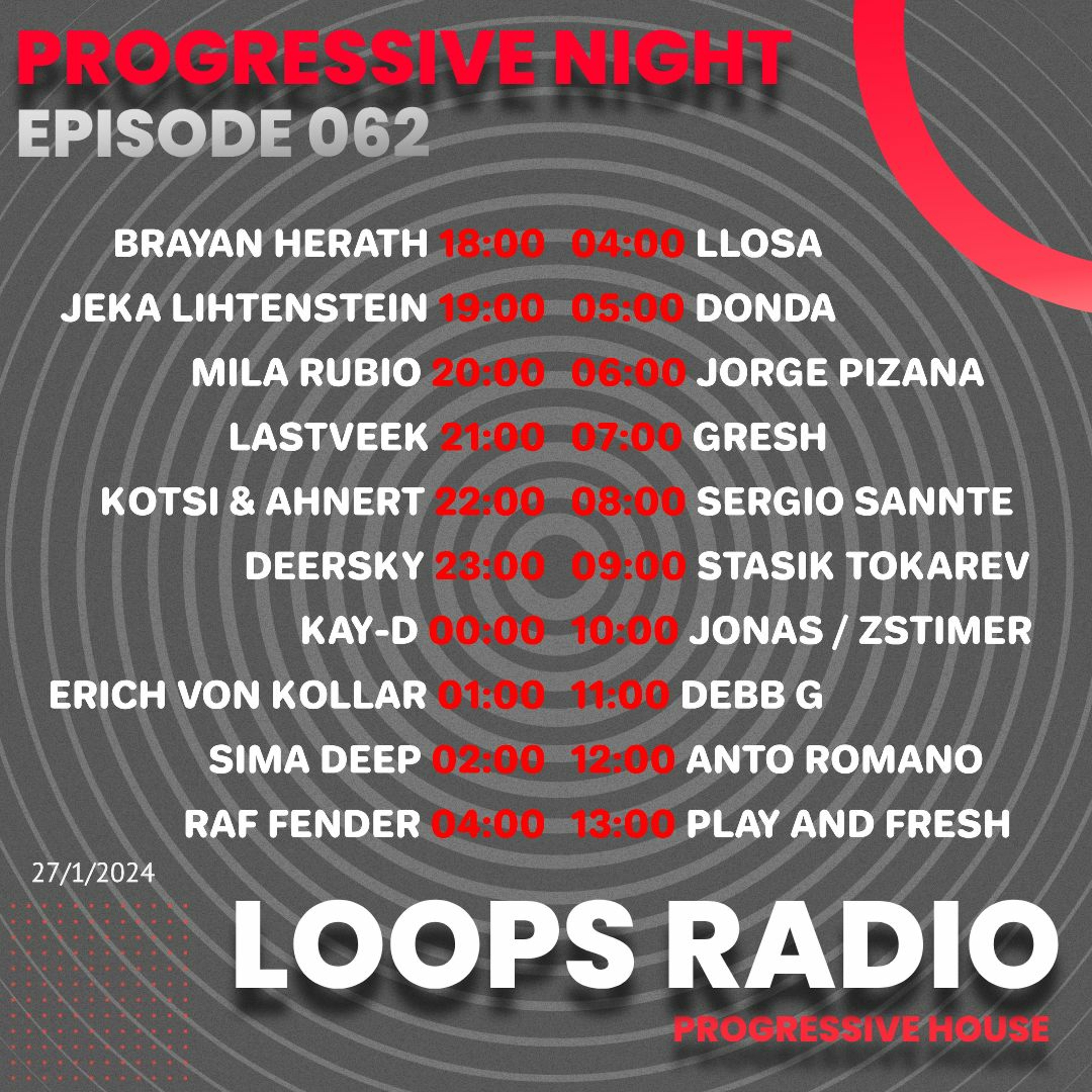 Llosa - Progressive Night Episode 062 - Loops Radio Progressive episode artwork