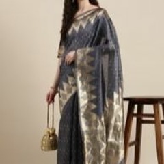 Buy Charcoal designer Banarasi Silk Saree