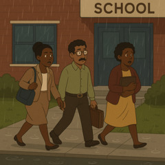 Tulifika karibu shule wakati mvua ilianza kunyesha.