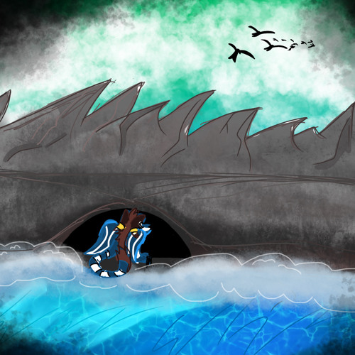 5- ..As the waves continue to wash over his claws, he stands by..