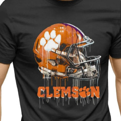 Clemson Tigers Team Logo Dripping Helmet T Shirt