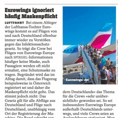Eurowings Europe verstößt immer wieder gegen Maskenpflicht