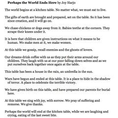 293 Perhaps The World Ends Here by Joy Harjo