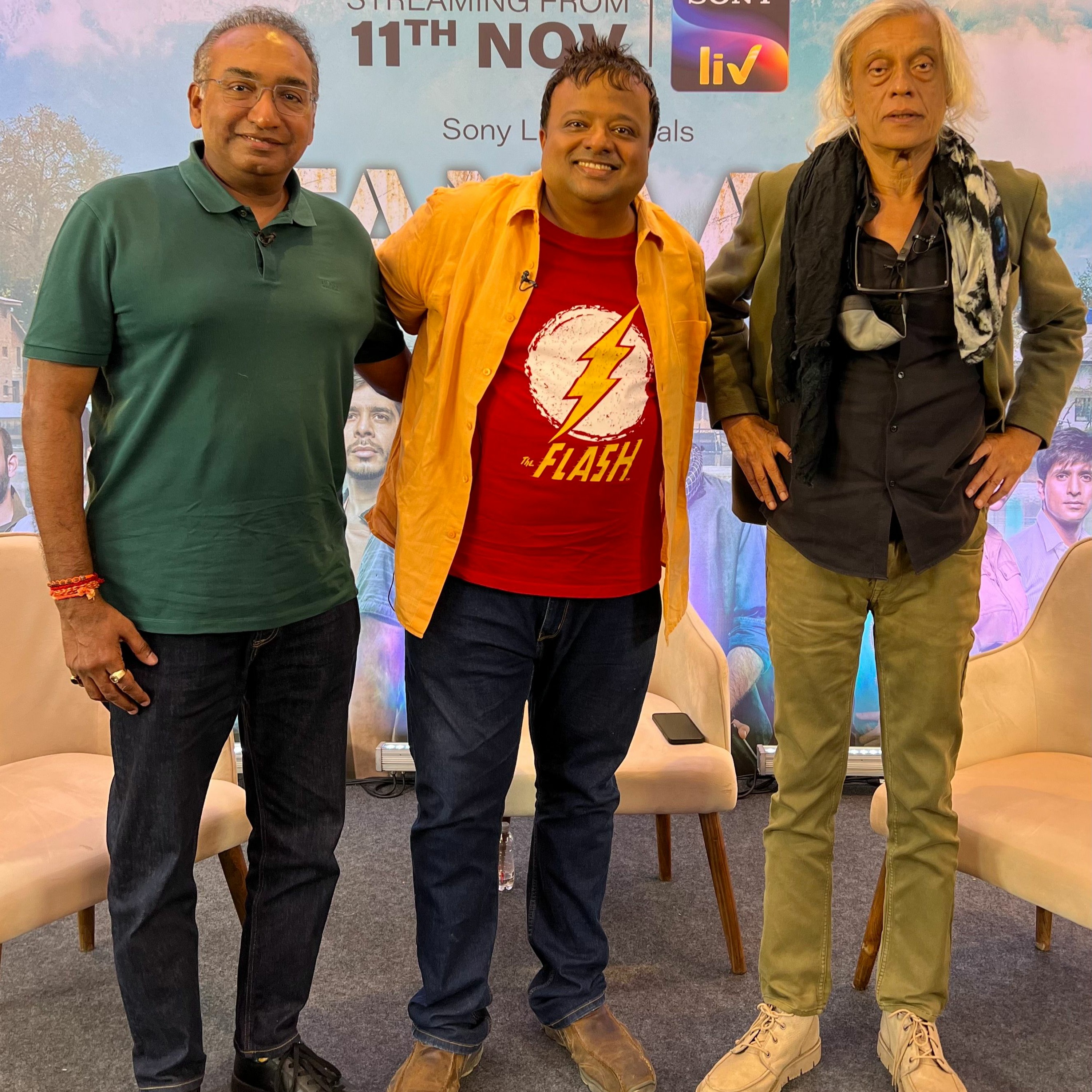 Sudhir Mishra (legendary Film Maker) & Sameer Nair (Ceo Applause Ent.) with Hrishi K - Tanaav