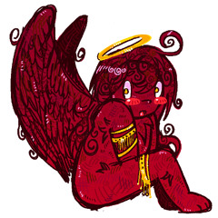 the little white angel in sacriligious red; all hope, all destiny!