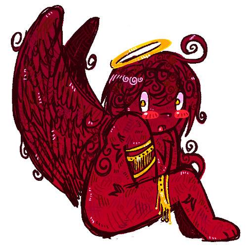 the little white angel in sacriligious red; all hope, all destiny!