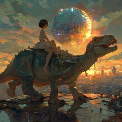 Anime Girls Riding Dinosaurs Across the Forbidden Zone as the Disco Ball Sun Shines On