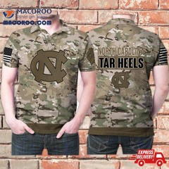 North Carolina Tar Heels Camouflage Veteran Us Flag 3D Printed Gift For Fan Polo