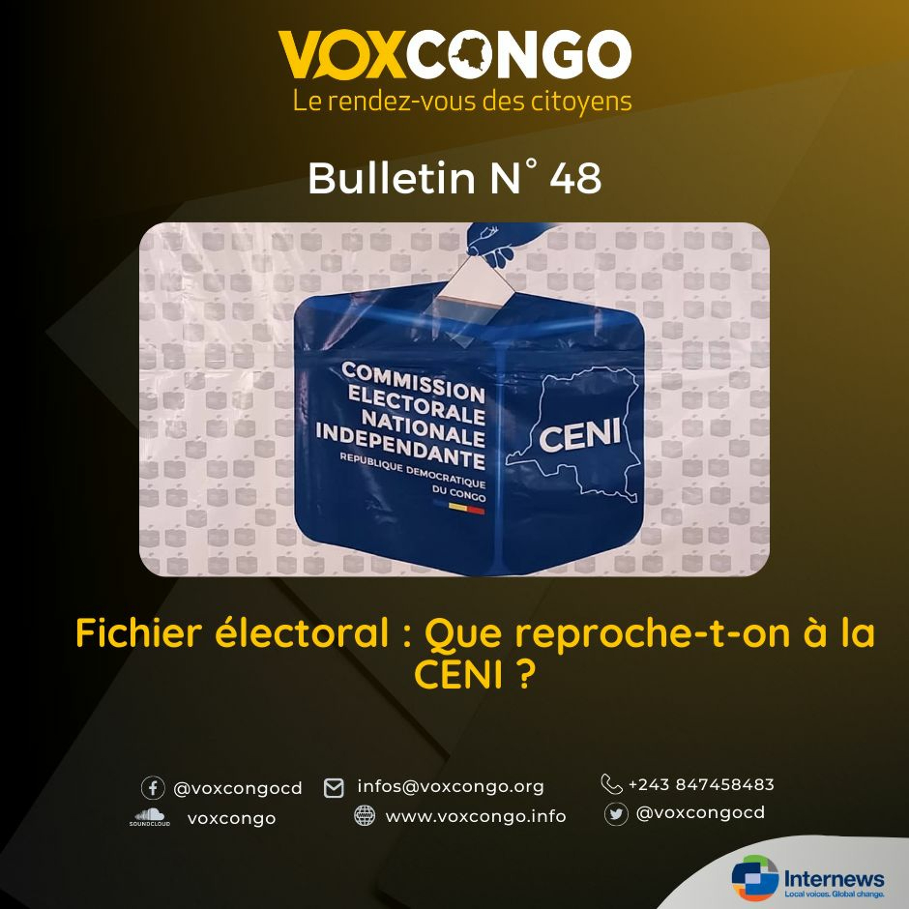 Tshiluba_Bulletin Voxcongo_Fichier électoral : Que reproche-t-on à la CENI ?