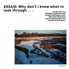 Essai: Why don't I know what to look through