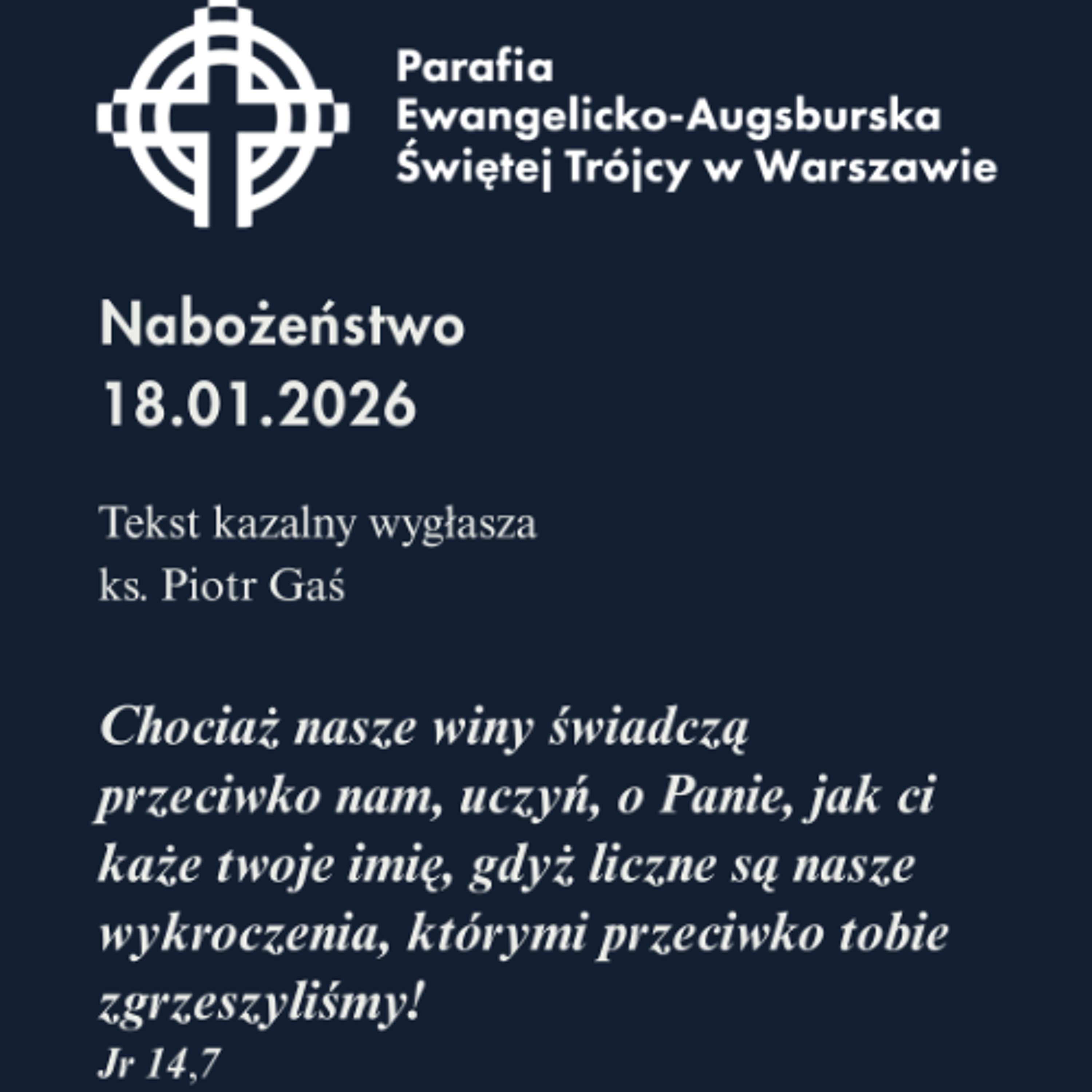 Niedziela ze Słowem, rozważanie z nabożeństwa 18 stycznia 2026 episode artwork