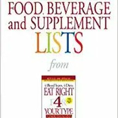 [Free Ebook] Blood Type O Food, Beverage and Supplement Lists (Eat Right 4 Your Type) $BOOK^