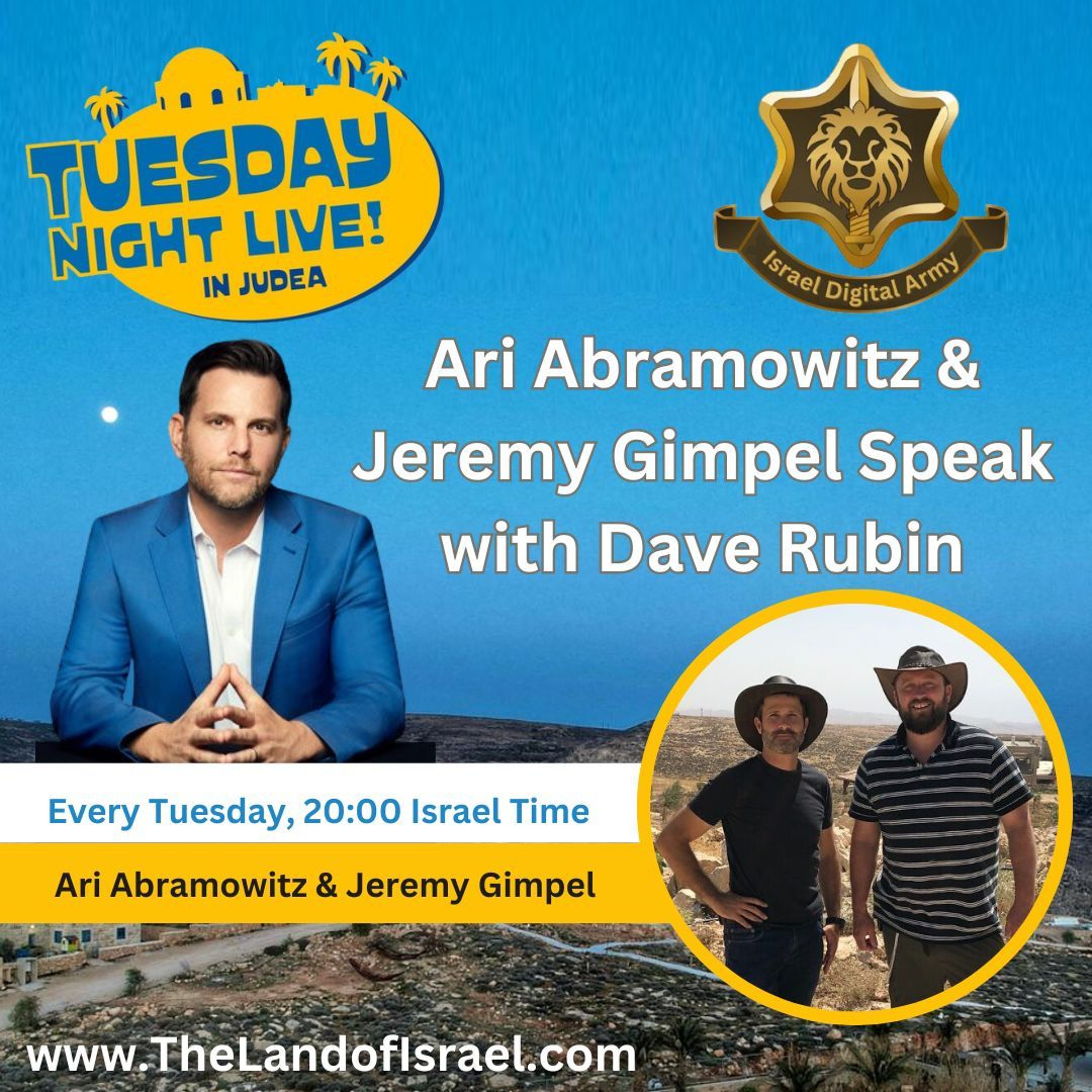 Tuesday Night Live in Judea: Special Interview with Dave Rubin