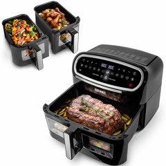 BIG DISCOUNT Duronic AF34 Hot Air Fryer Double Fryer with 2 x 4.5 Litres and 10 Litre Volume  Si