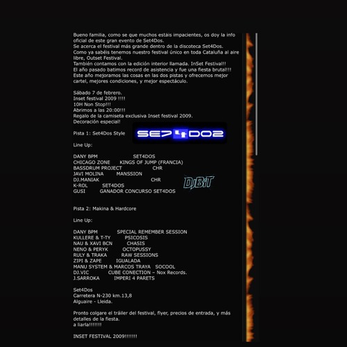 Sesion INSET FESTIVAL SET4DOS 2009 DJBIT (VINILO CDJ)