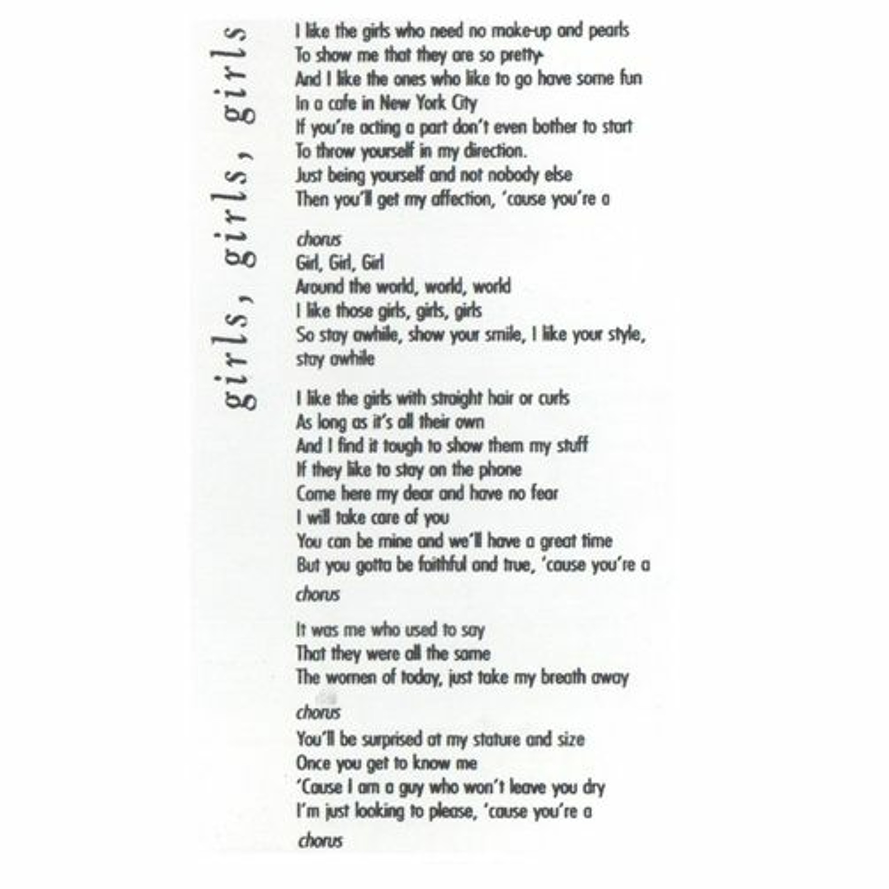Girls Girls Girls - a song written and recorded by Adam Roberts episode artwork