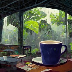 Coffee Shop In Rainforest Ambience | Relaxing Rain Sounds On Tin Roof (75 Minutes)