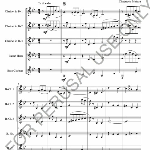 Clarinet Quintet (3Bb+Basset+Bass): La Roulotte Valse by Louis Corchia