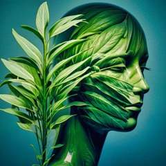 Head behind plant