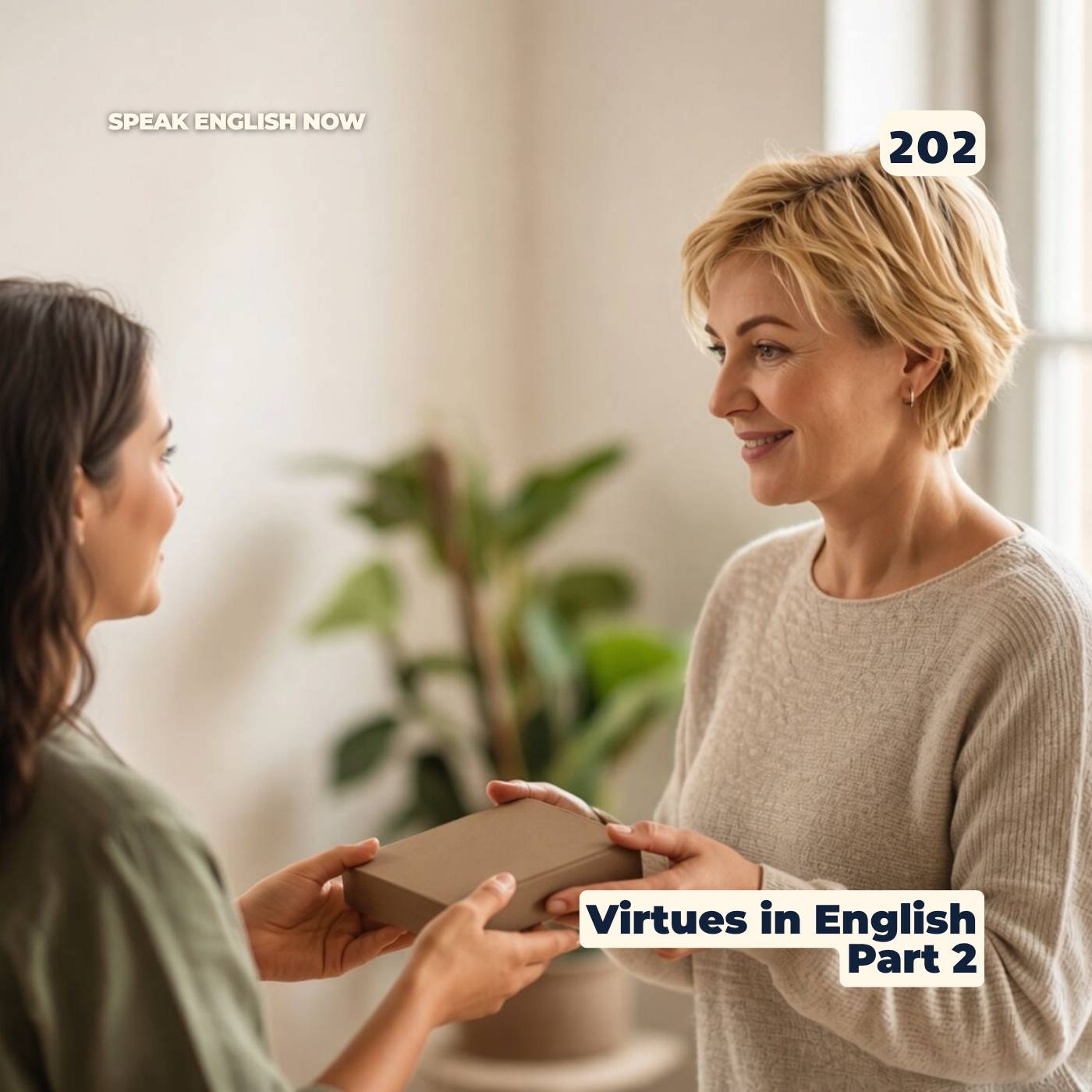 #202 Virtues in English: Gratitude Perseverance Courage Prudence episode artwork