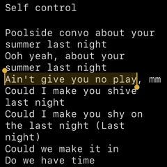 Frank Ocean - self control cover