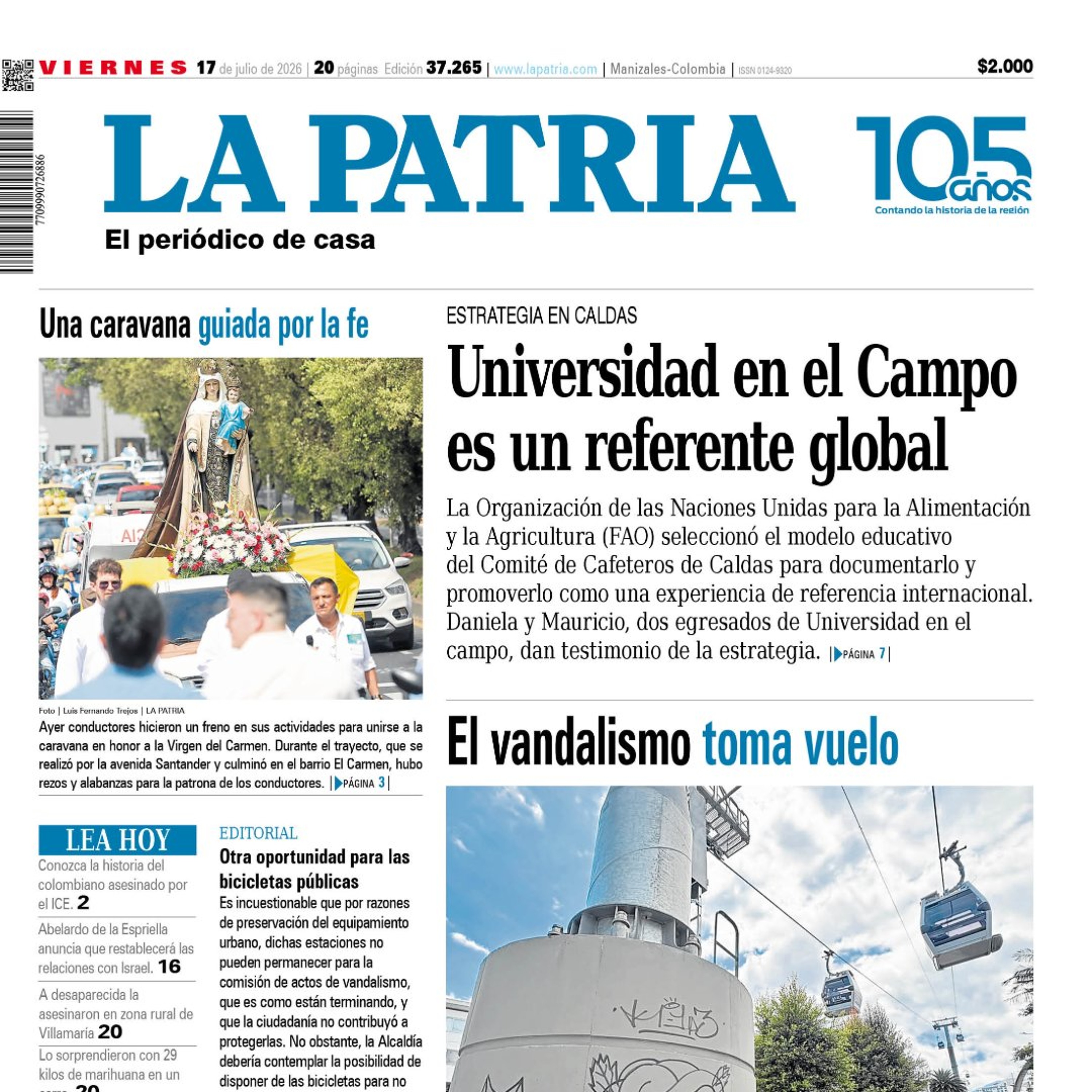 1. Titulares del informativo de la mañana - 17 de julio