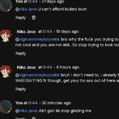 NIKO JAVA GET OFF MY INBOX U FAN ASS NIGGA