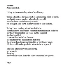 494 Power by Adrienne Rich, read by Amanda Abbington