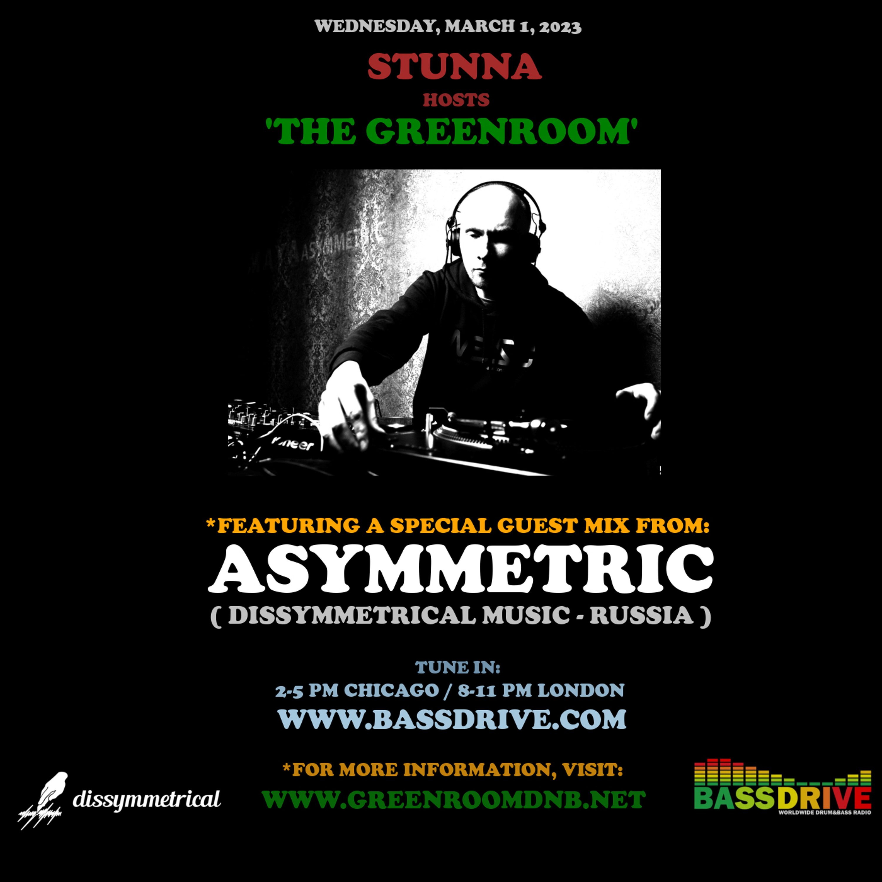 STUNNA Hosts THE GREENROOM with ASYMMETRIC Guest Mix March 1 2023 episode artwork