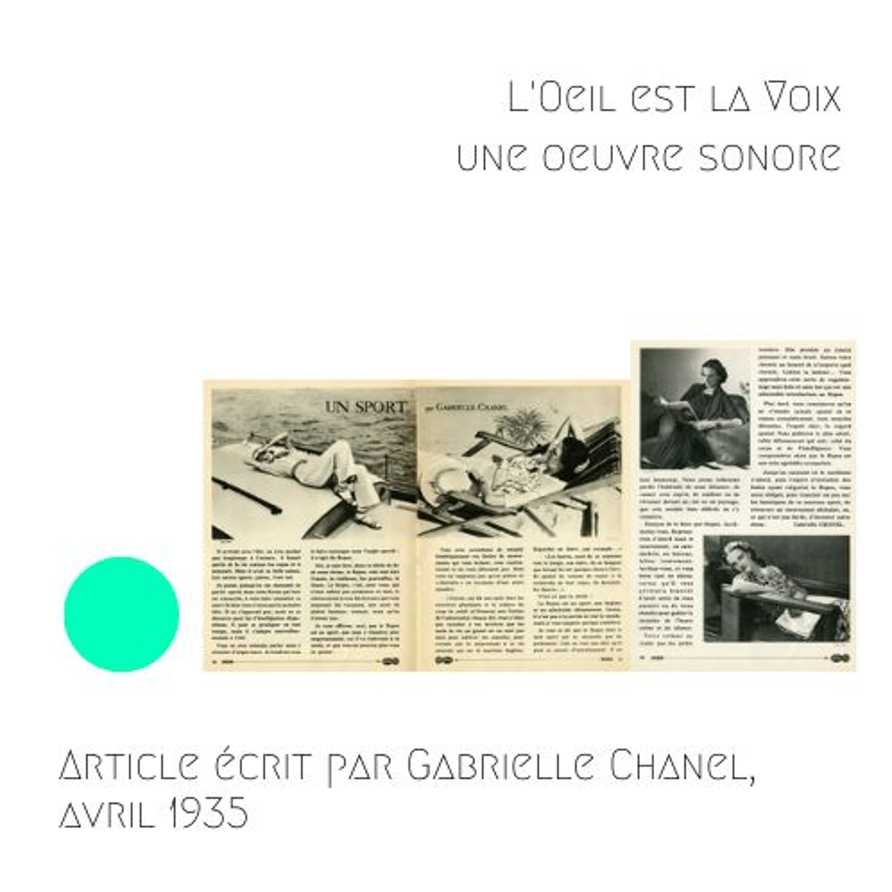 CHANEL - Article écrit par Gabrielle Chanel, avril 1935