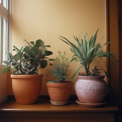 House plants in terracotta pots