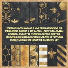 ✔Audiobook⚡️ scrapbook paper black gold hive queen honeycomb for scrapbooking supplies &