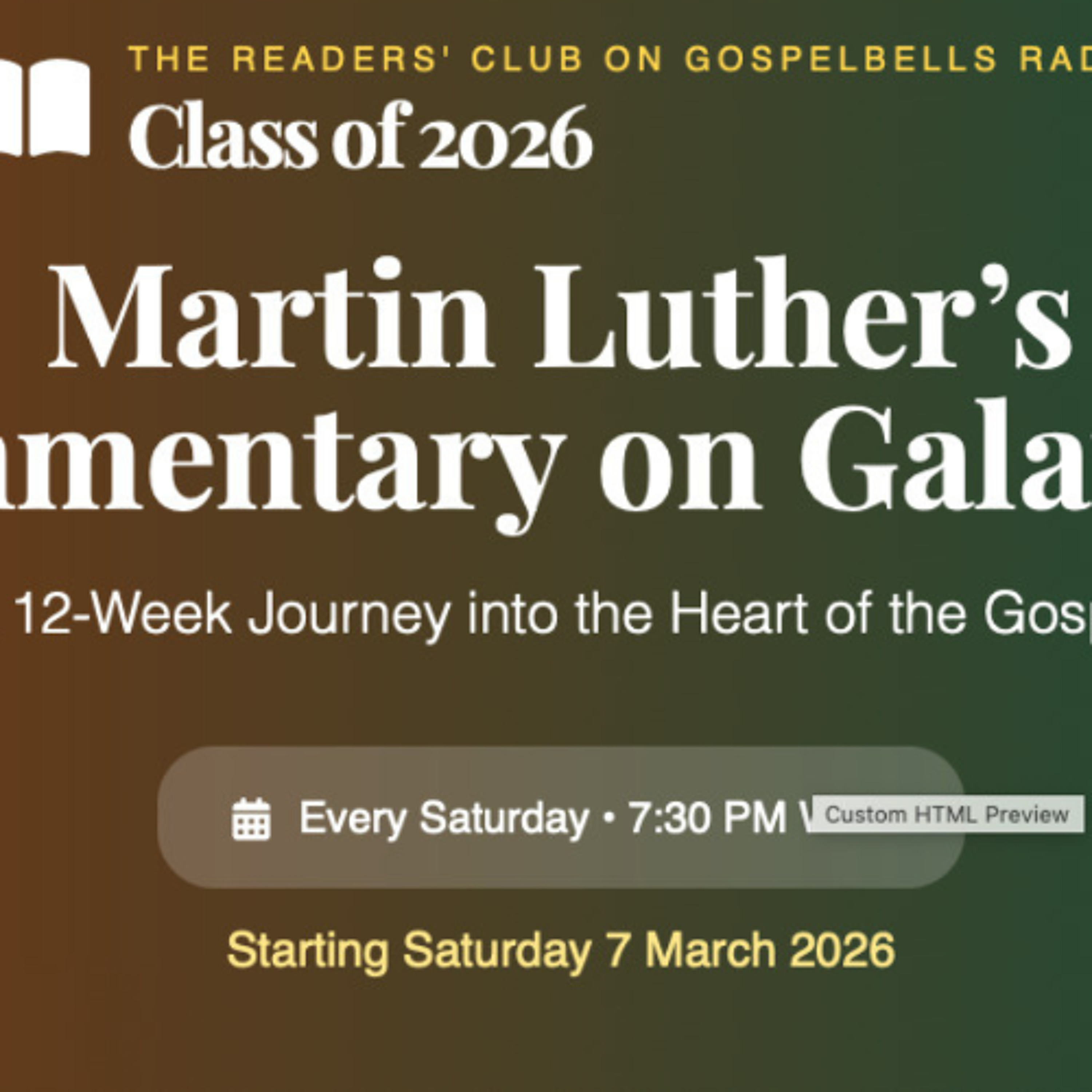 Martin Luther on Galatians Saturday March 7 2026