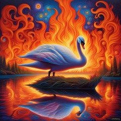 Swan On A Lake Of Burning Fire
