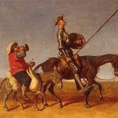 Don Quixote esta lavando Sancho Pansa