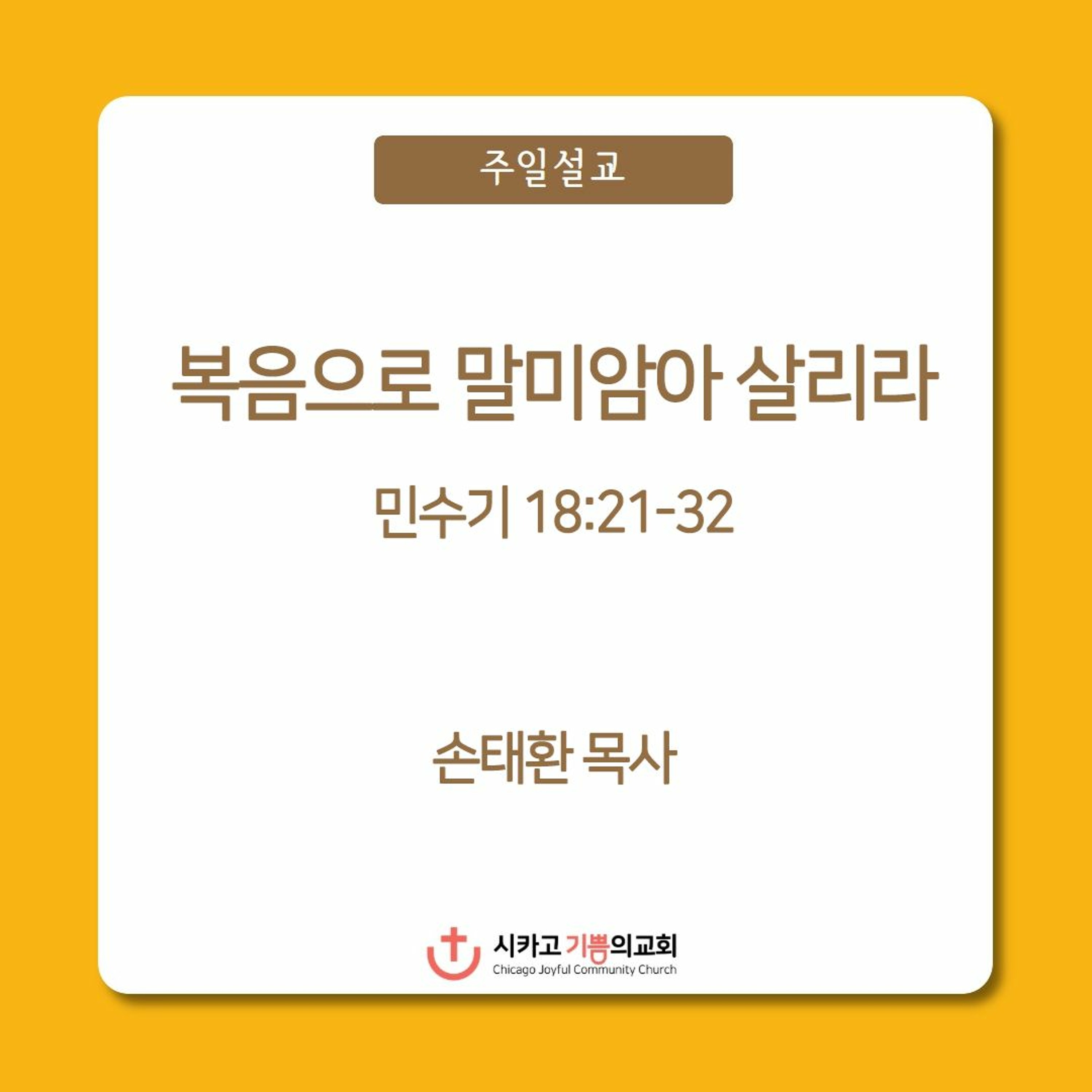 복음으로 말미암아 살리라 | 손태환 목사 | 시카고 기쁨의 교회 - 20230430 episode artwork