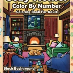 =$ Color By Number Cozy Homes Coloring for Adults BLACK BACKGROUND, Numbered Interior Designs F