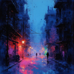 Quiet Alley with Lights Dancing in My Eyes