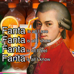 Mozart on serious pint glasses of Fanta