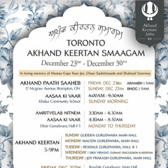 Toronto Dec. 2022 Annual Akhand Keertan Smaagam