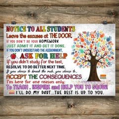 Hand tree Notice to all students leave the excuses at the door poster