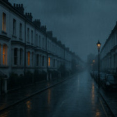 Pale White Houses in Rain