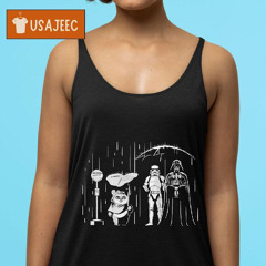 Ewok A Stormtrooper And Darth Vader At The Bus Stop Style Of My Neighbor Totoro Shirt