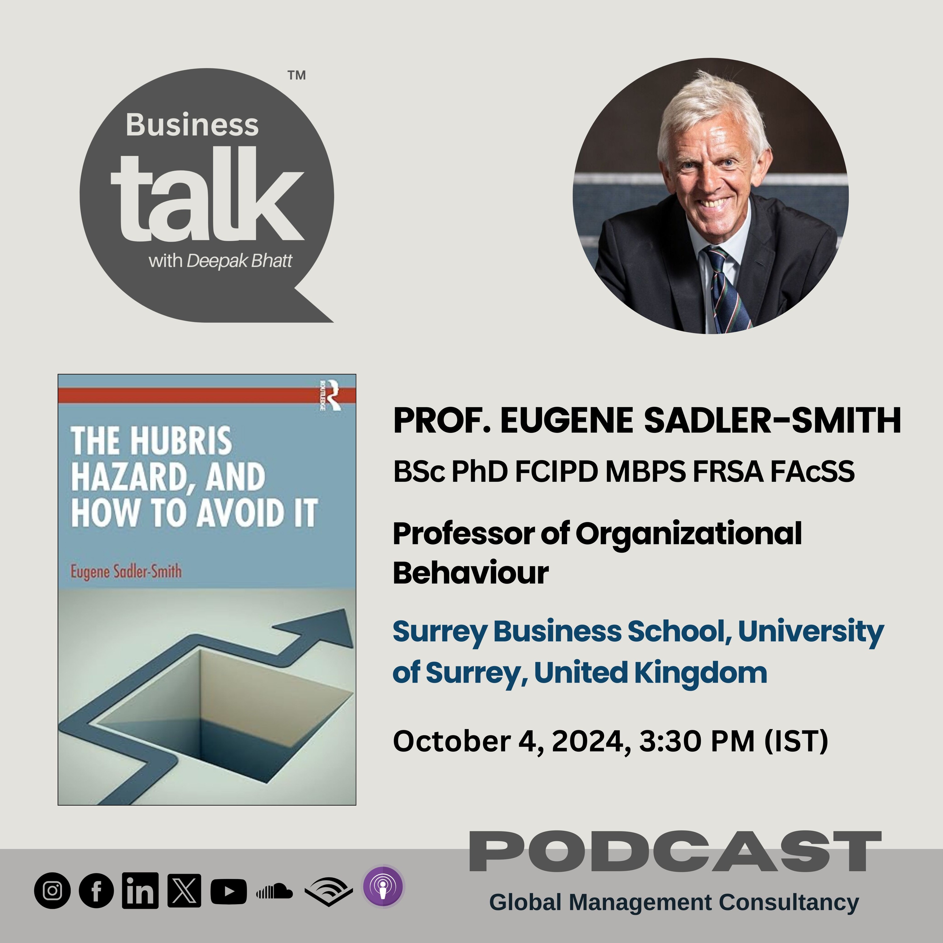 Prof. Eugene Sadler-Smith on The Hubris Hazard and Strategies to Overcome It episode artwork