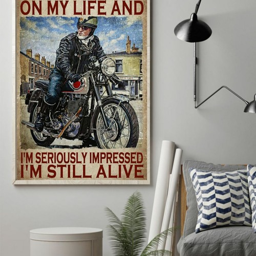 Biker sometimes i look back on my life poster