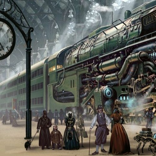 A SteamTrain In Cyberpunk, Synthwave art
